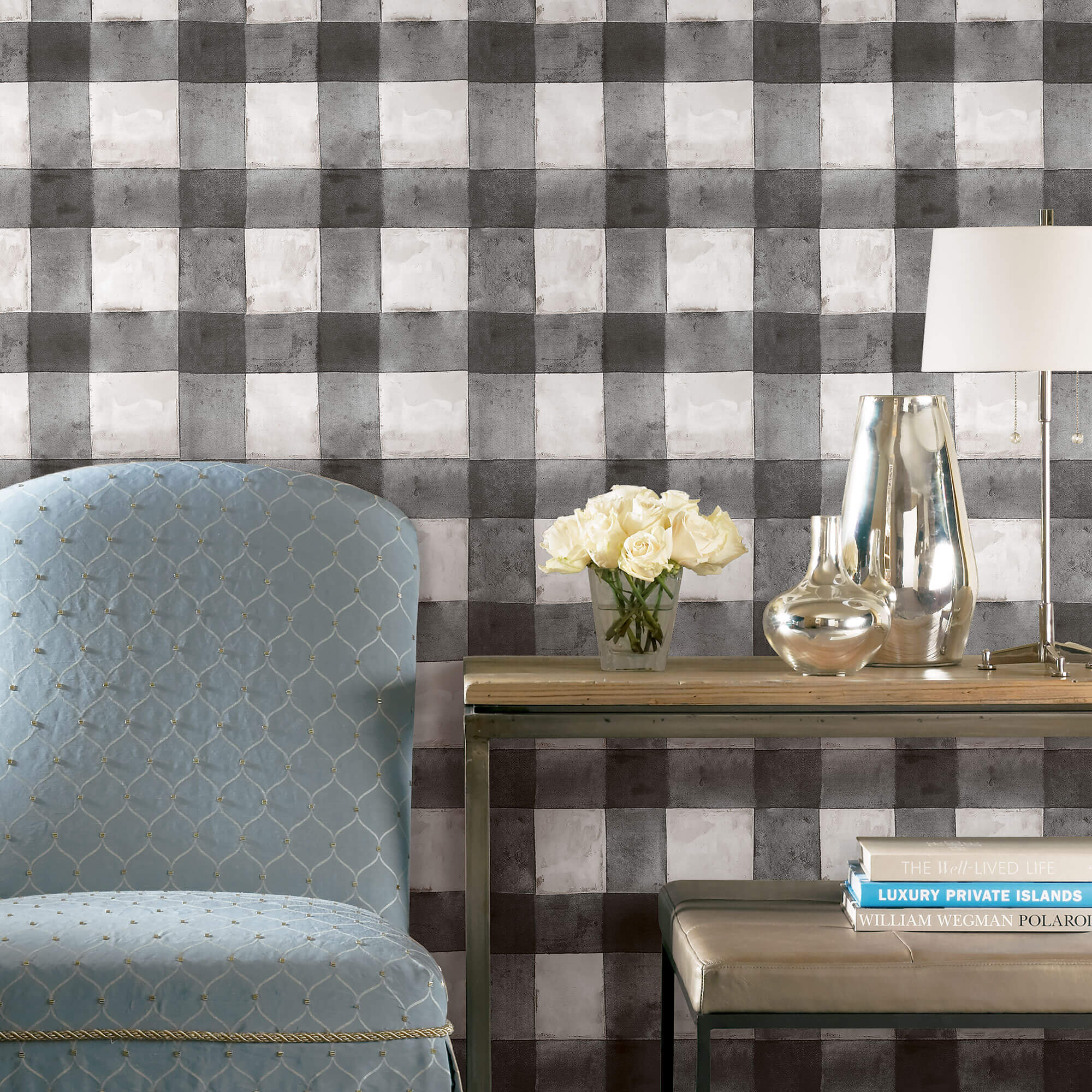 York Buffalo Plaid Peel & Stick Wallpaper - Black & White - Image 3