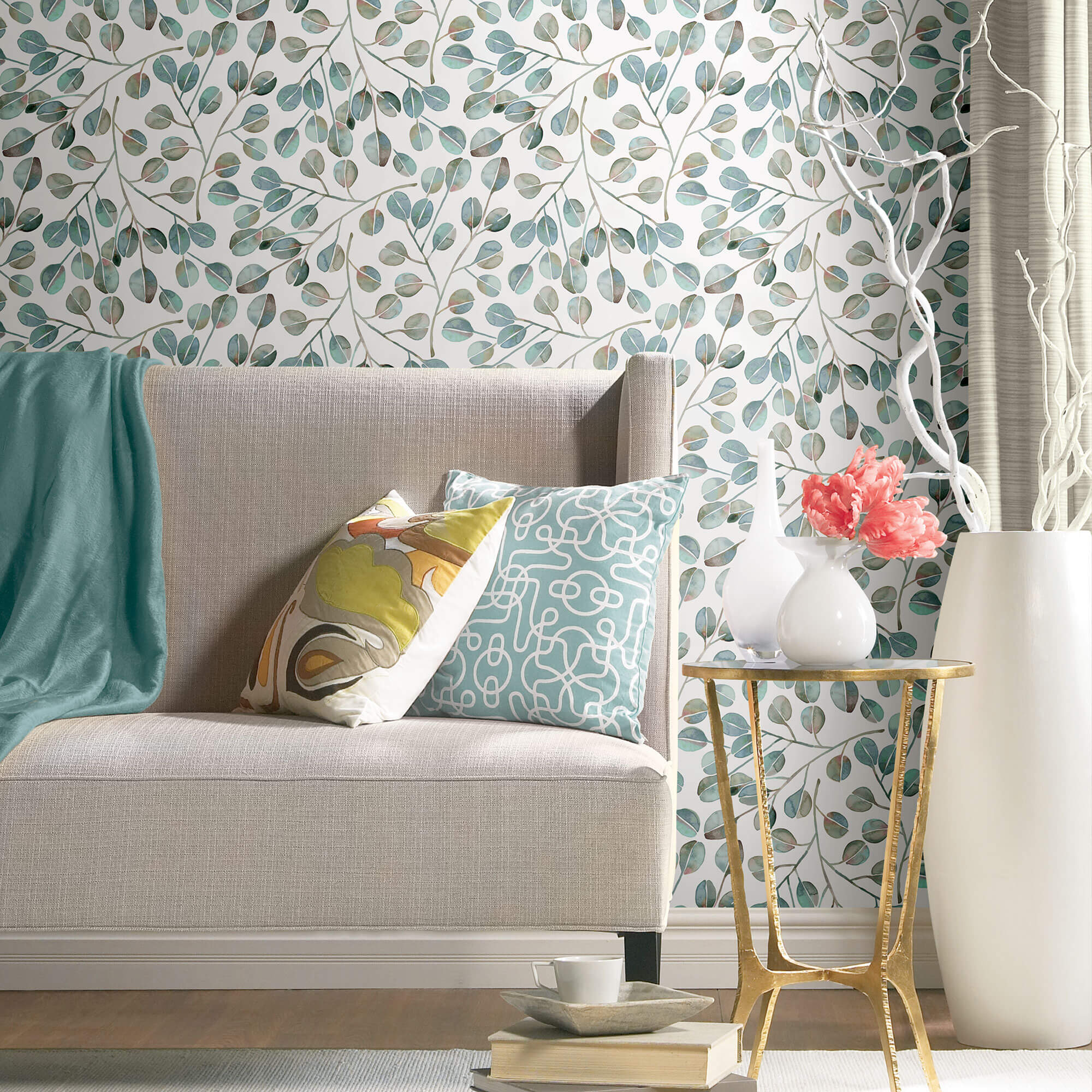 CatCoq Eucalyptus Peel & Stick Wallpaper - Gray - Image 4