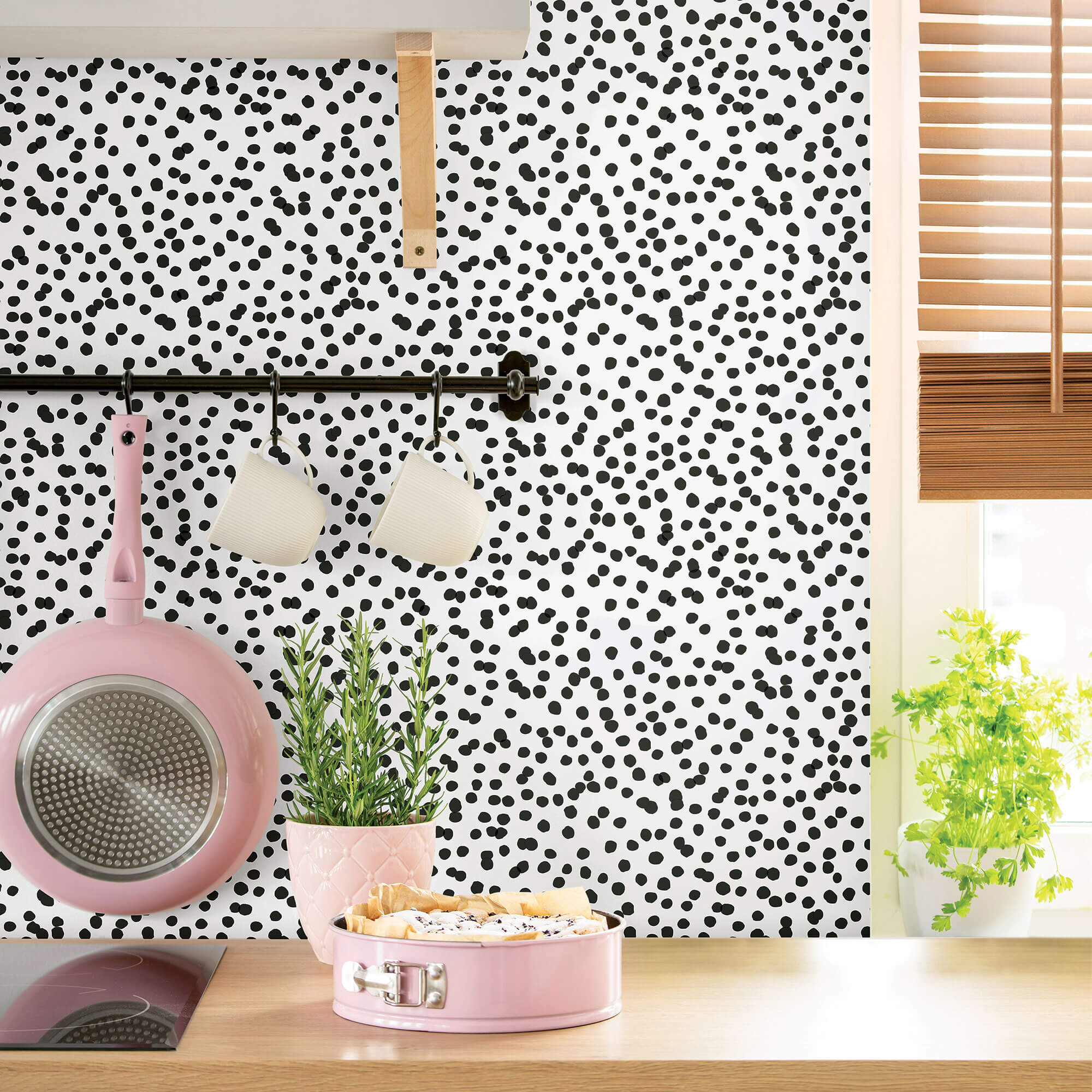 York Confetti Dots Peel & Stick Wallpaper - Black & White - Image 4
