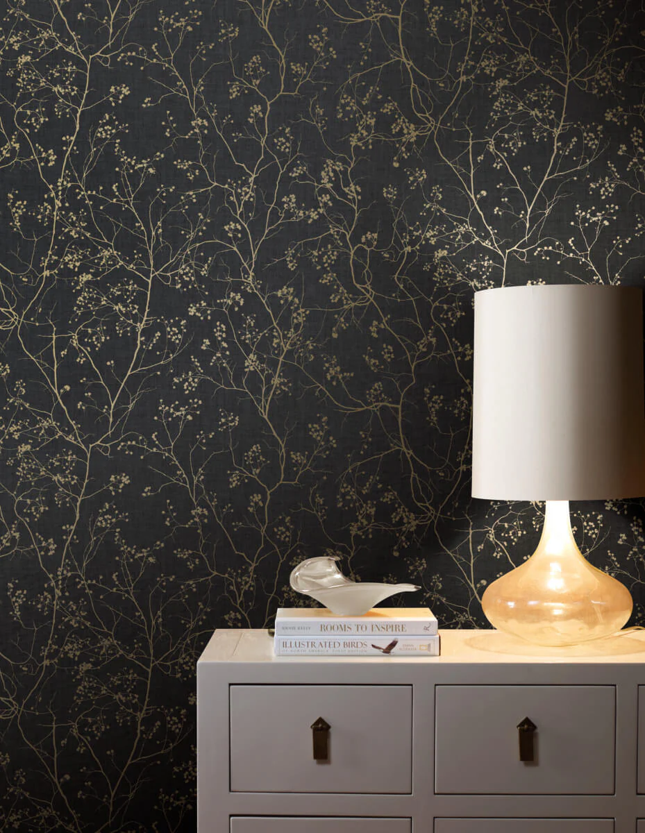 Antonina Vella Dazzling Dimensions Luminous Branches Wallpaper - Black & Gold - Image 3