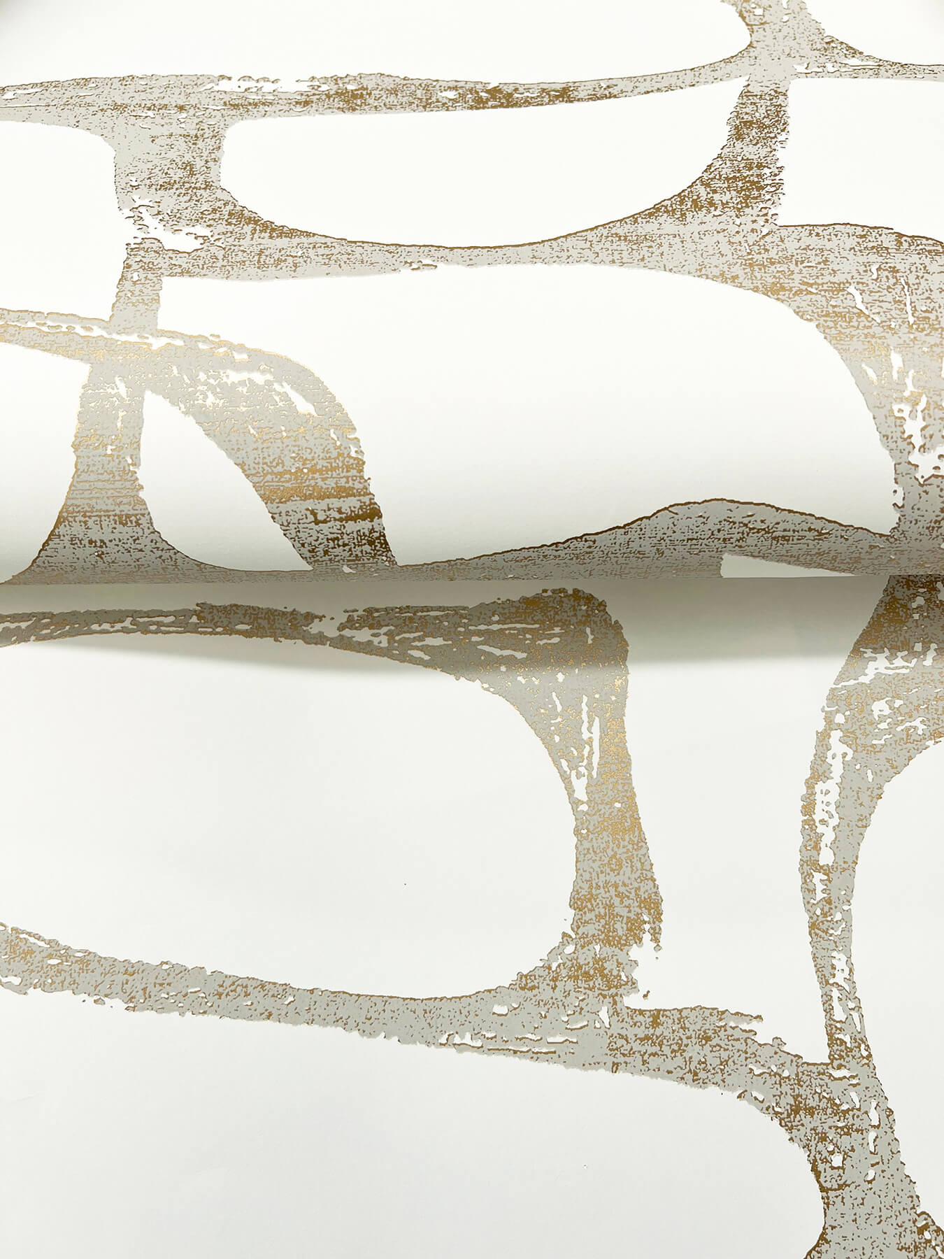 Candice Olson Decadence Craftsman Geometric Wallpaper - White & Gold - Image 4