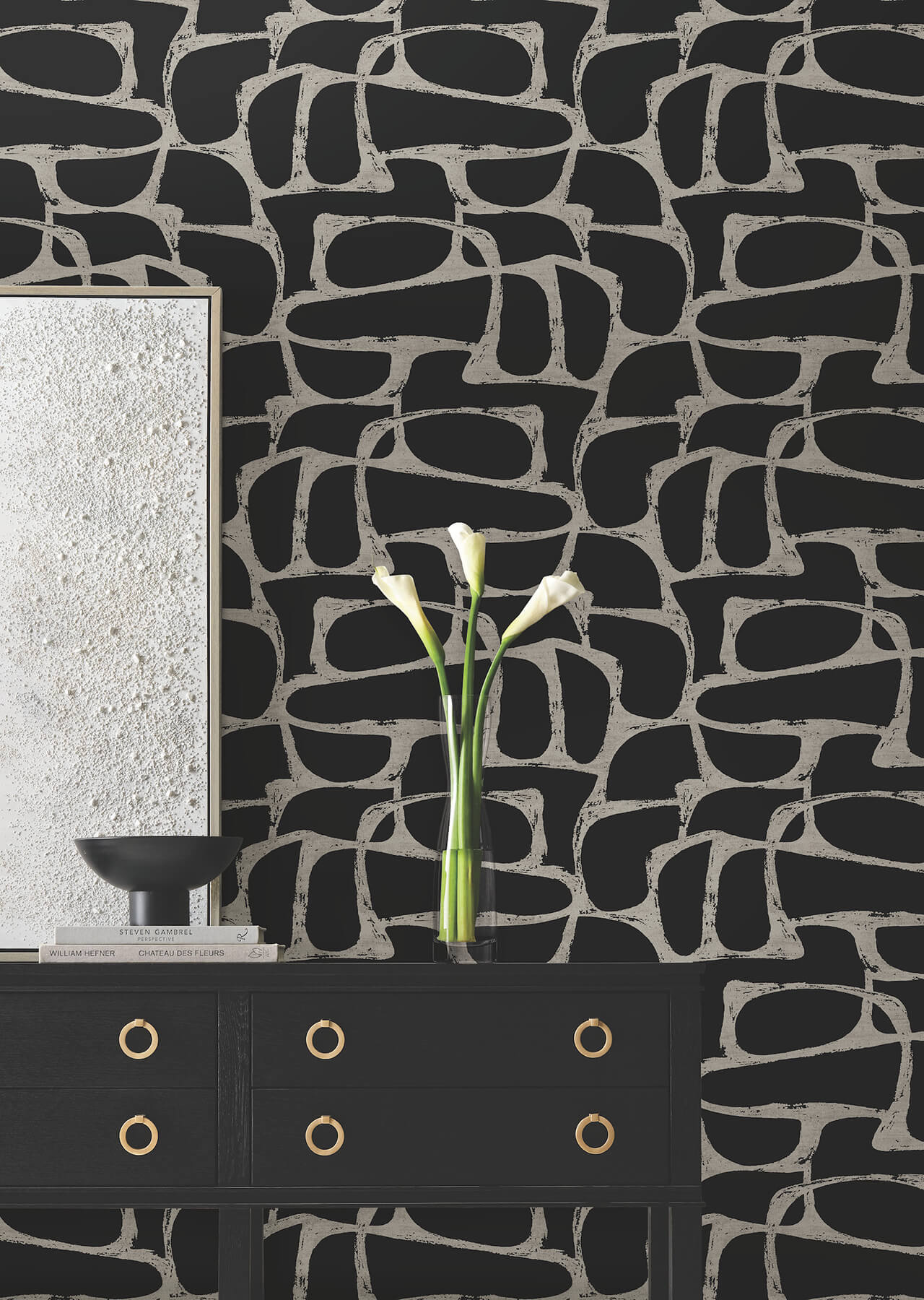 Candice Olson Decadence Craftsman Geometric Wallpaper - Black - Image 3