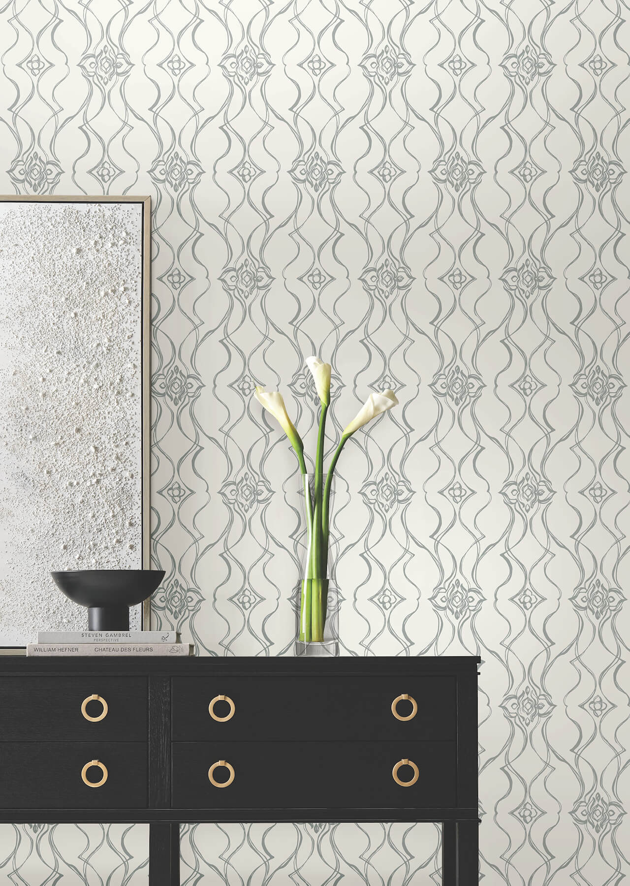 Candice Olson Decadence Pirouette Wallpaper - White & Silver - Image 3