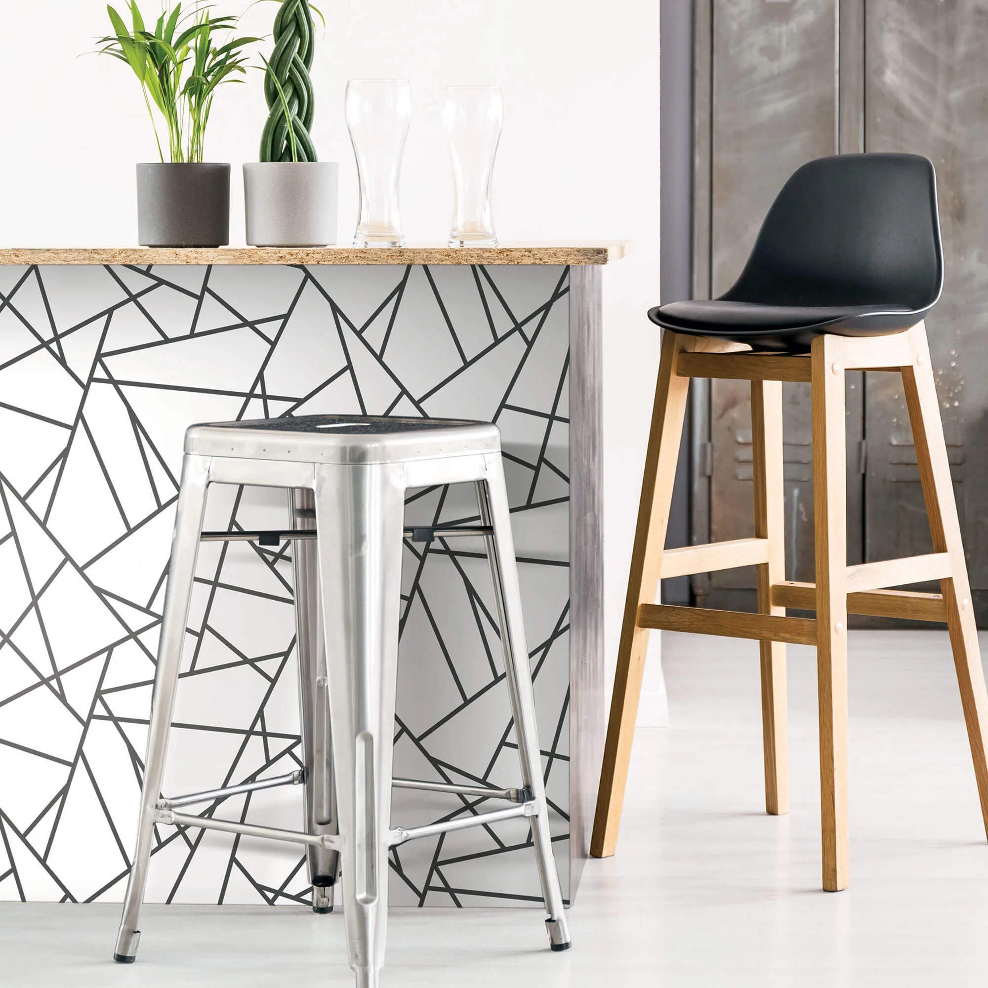 York Fracture Geometric Peel & Stick Wallpaper - Black & White - Image 3