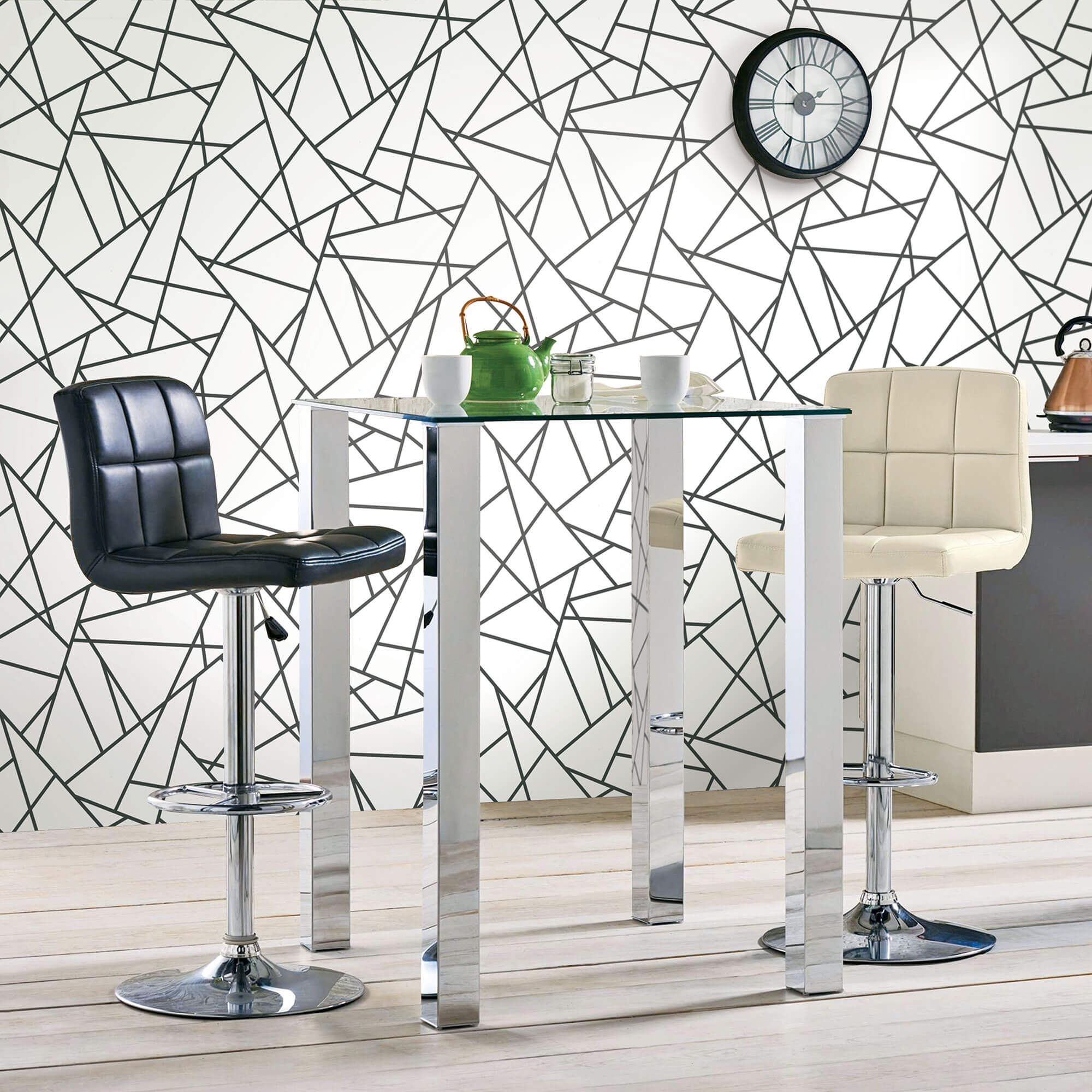 York Fracture Geometric Peel & Stick Wallpaper - Black & White - Image 5