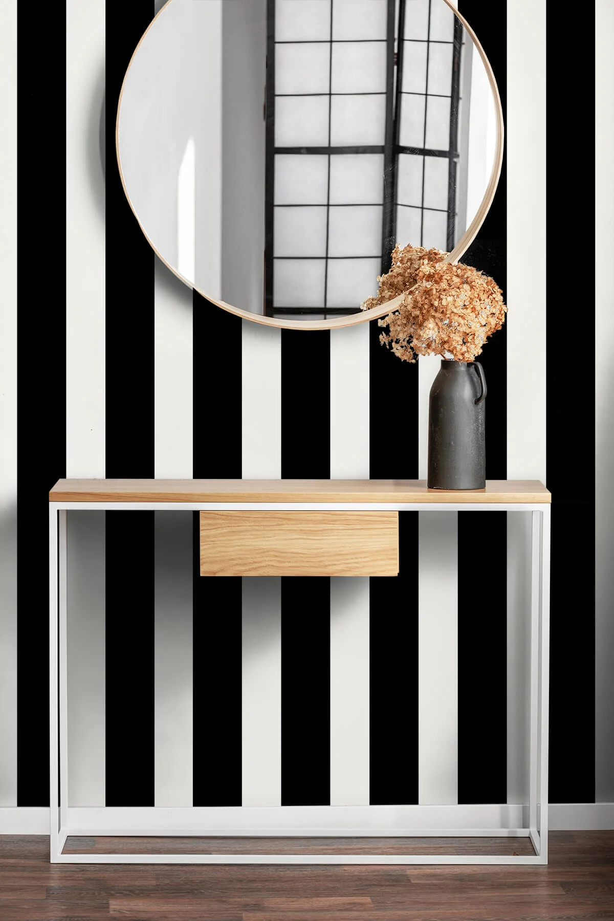 Lillian August Designer Stripe Peel & Stick Wallpaper - Black & White - Image 3