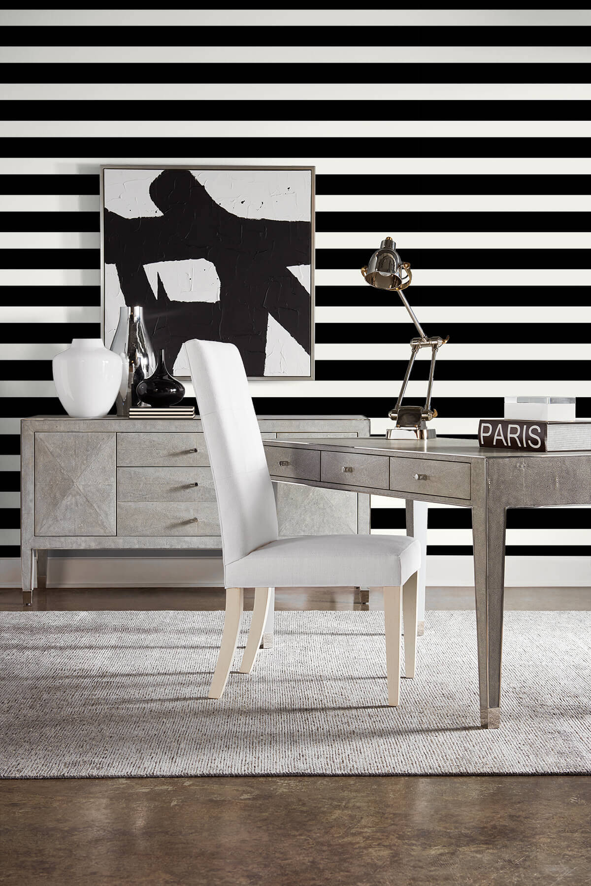 Lillian August Designer Stripe Peel & Stick Wallpaper - Black & White - Image 4