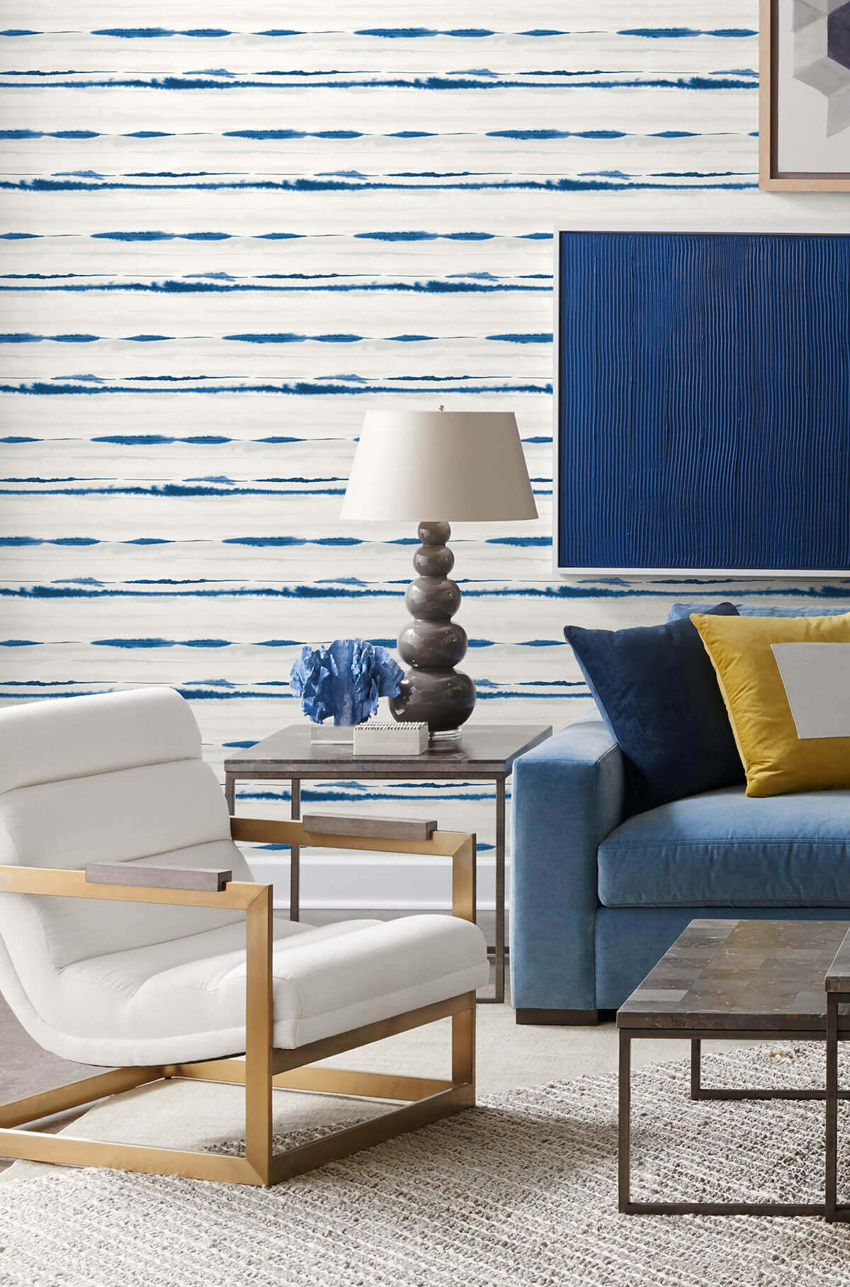 Lillian August Horizon Stripe Peel & Stick Wallpaper - Blue Oasis - Image 3