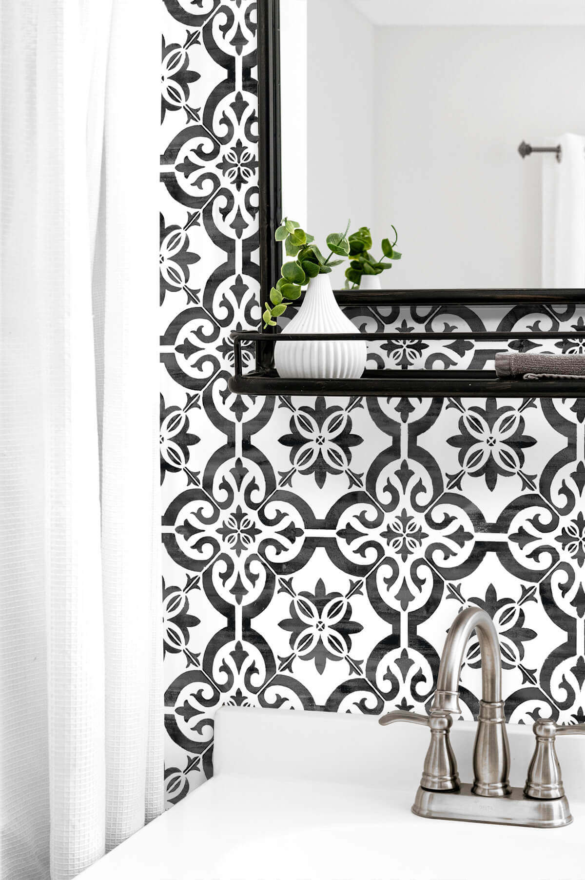 Lillian August Porto Tile Peel & Stick Wallpaper - Onyx Black - Image 4