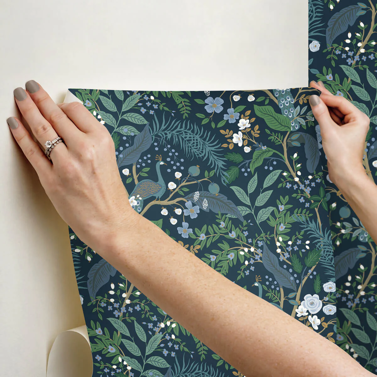 Rifle Paper Co. Peacock Garden Peel & Stick Wallpaper - Navy - Image 3