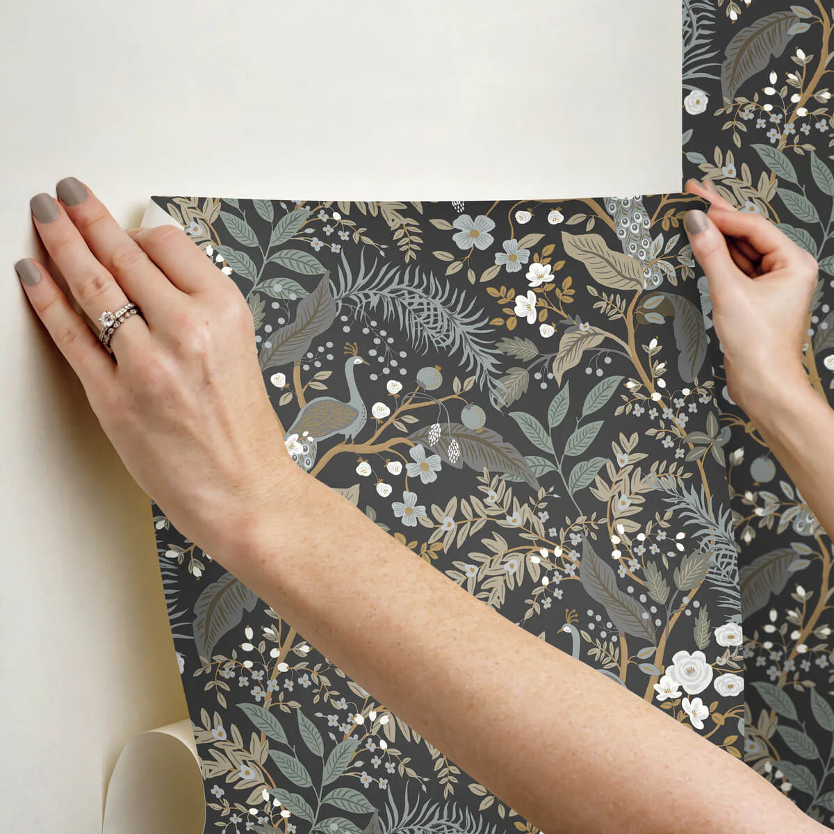 Rifle Paper Co. Peacock Garden Peel & Stick Wallpaper - Black - Image 3