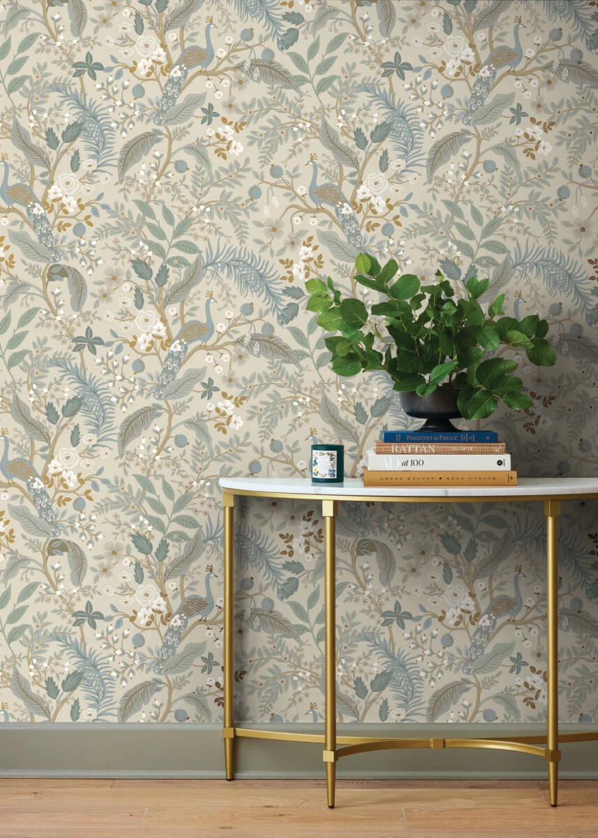 Rifle Paper Co. Peacock Garden Peel & Stick Wallpaper - Linen - Image 3