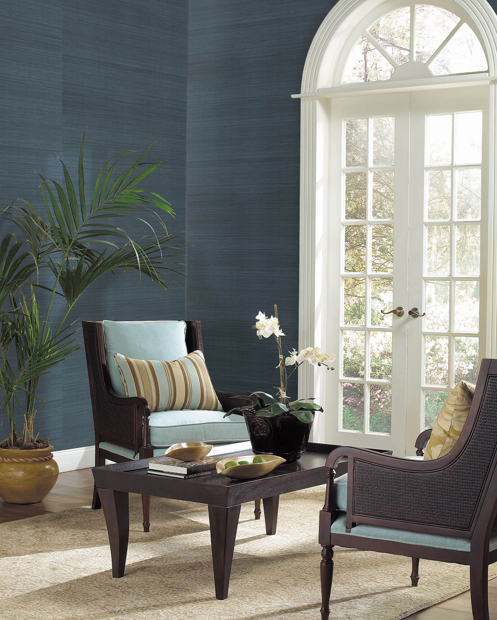 Magnolia Home Grasscloth Wallpaper - Dark Blue - Image 3
