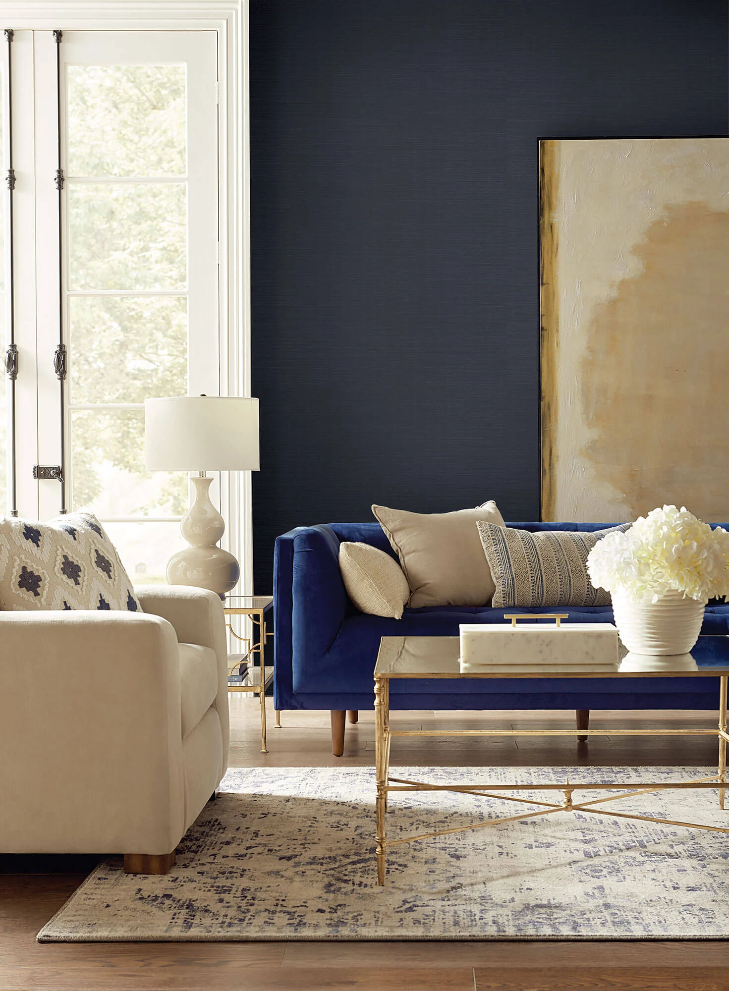 Magnolia Home Grasscloth Wallpaper - Dark Blue - Image 4